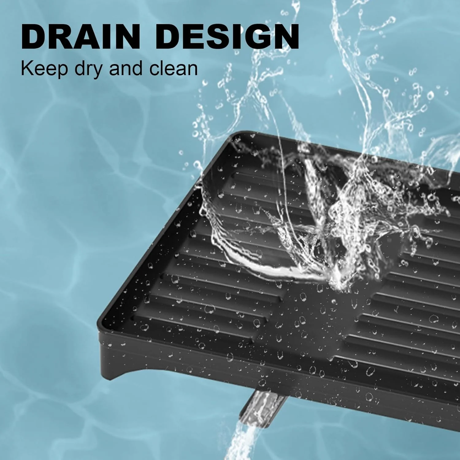 2-Tier Dish Drying Rack with Drainage Tray, Utensil Holder, Cup Hooks & Cutting Board Slot for Countertop Kitchen Storage (Black) - Image 8