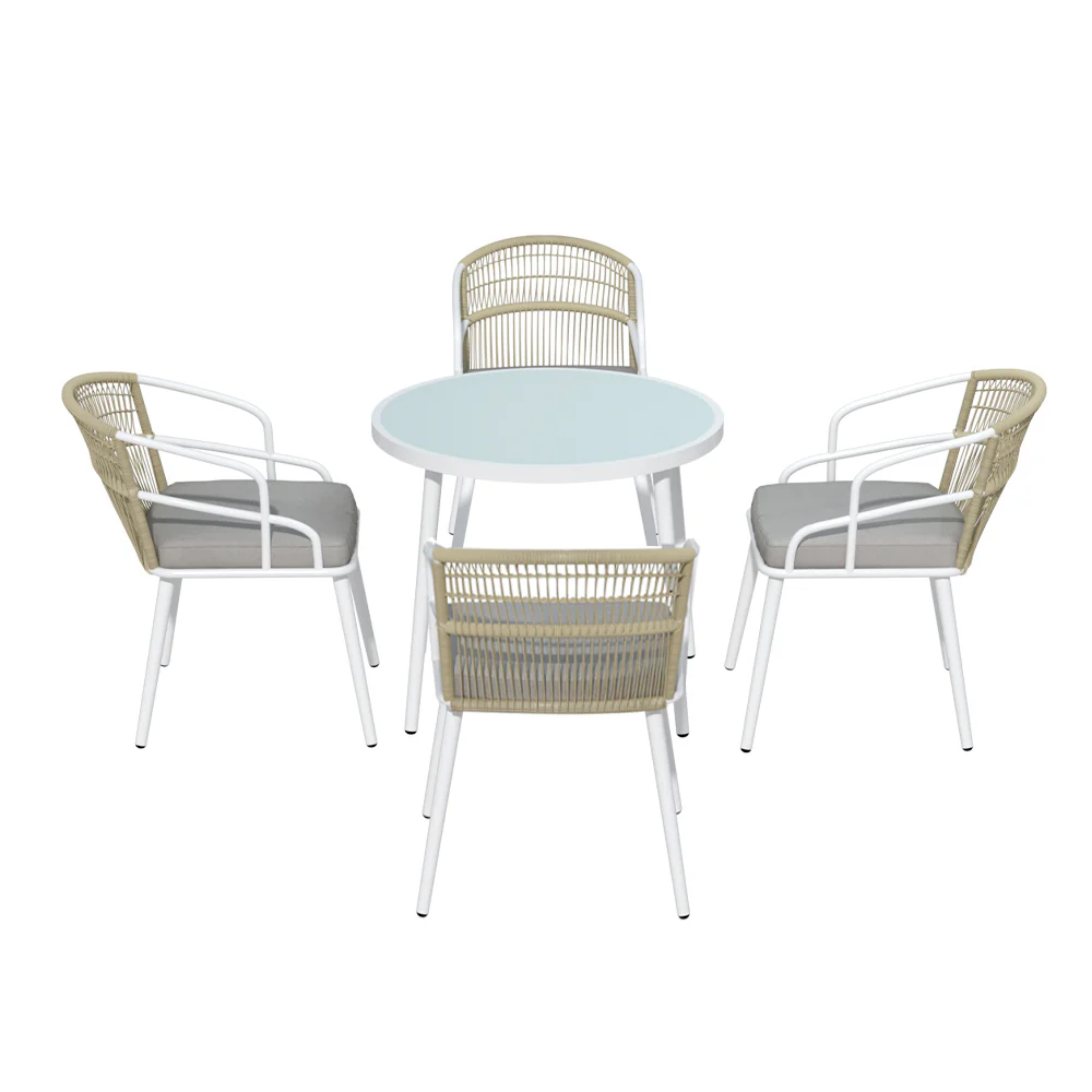 5 Piece Outdoor Dining Set White - Image 3