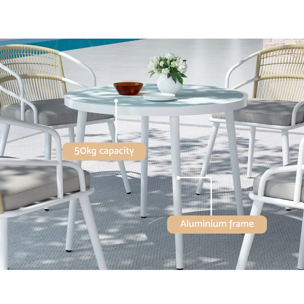 5 Piece Outdoor Dining Set White - Image 4