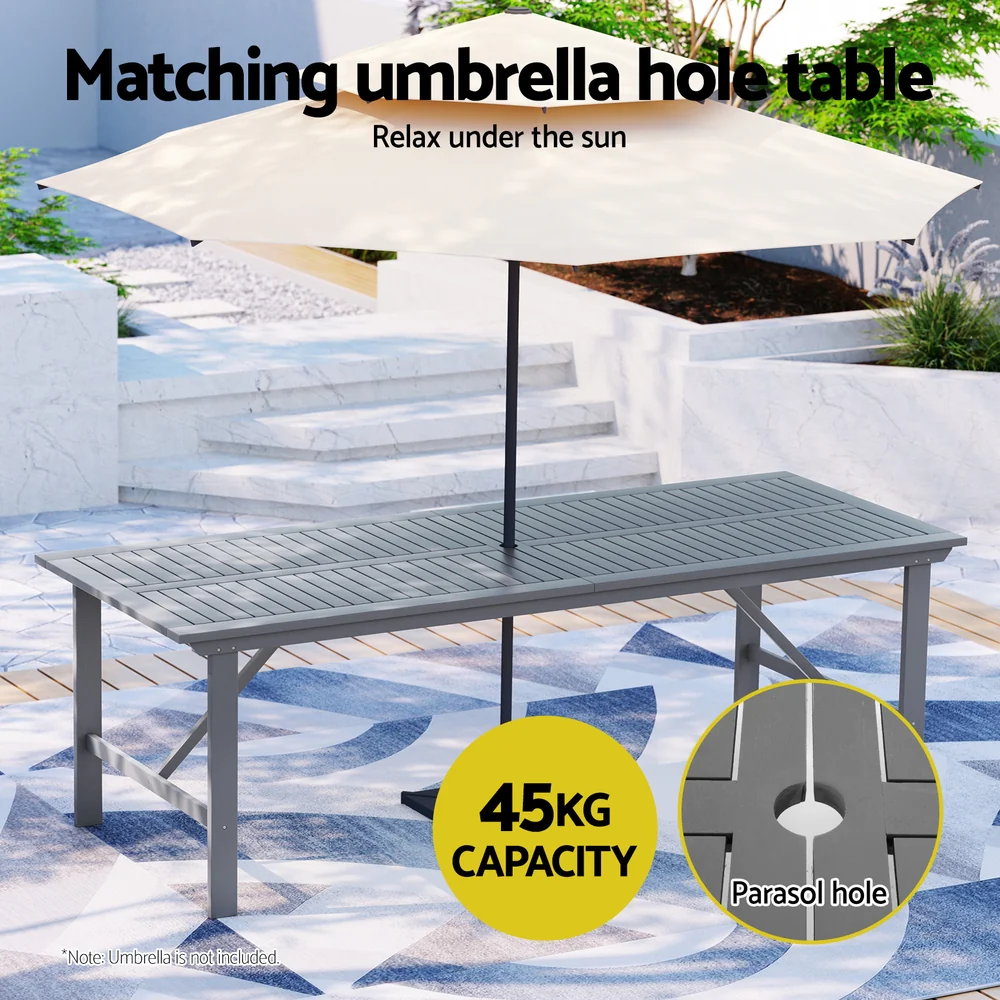 6 Seat Acacia Wood Outdoor Dining Set Grey - Image 6
