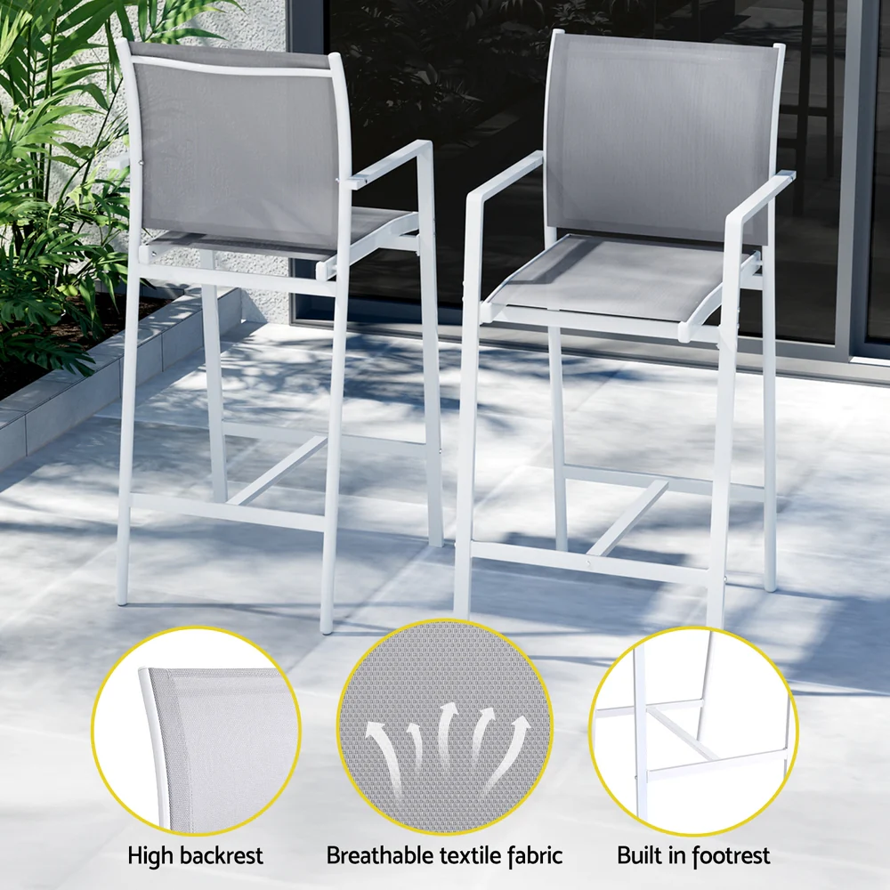 7-Piece Outdoor Bar Table & Stools Set – White - Image 6