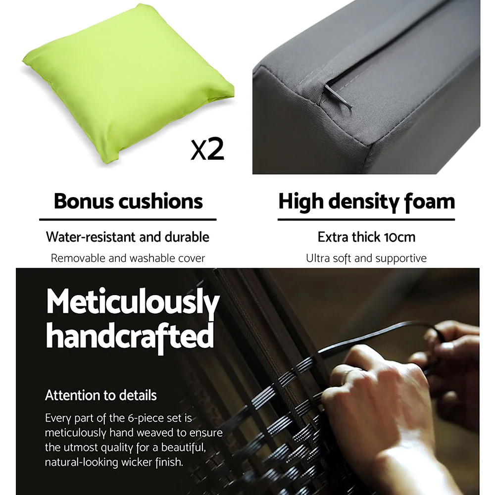 7-Piece Outdoor Sofa Set Wicker Couch Lounge Setting Seat Cover - Image 6