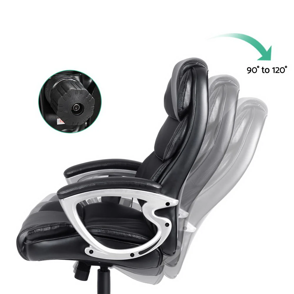 8 Point Massage Office Chair Heated Seat PU Black - Image 4