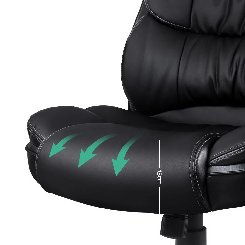 8 Point Massage Office Chair Heated Seat PU Black - Image 6
