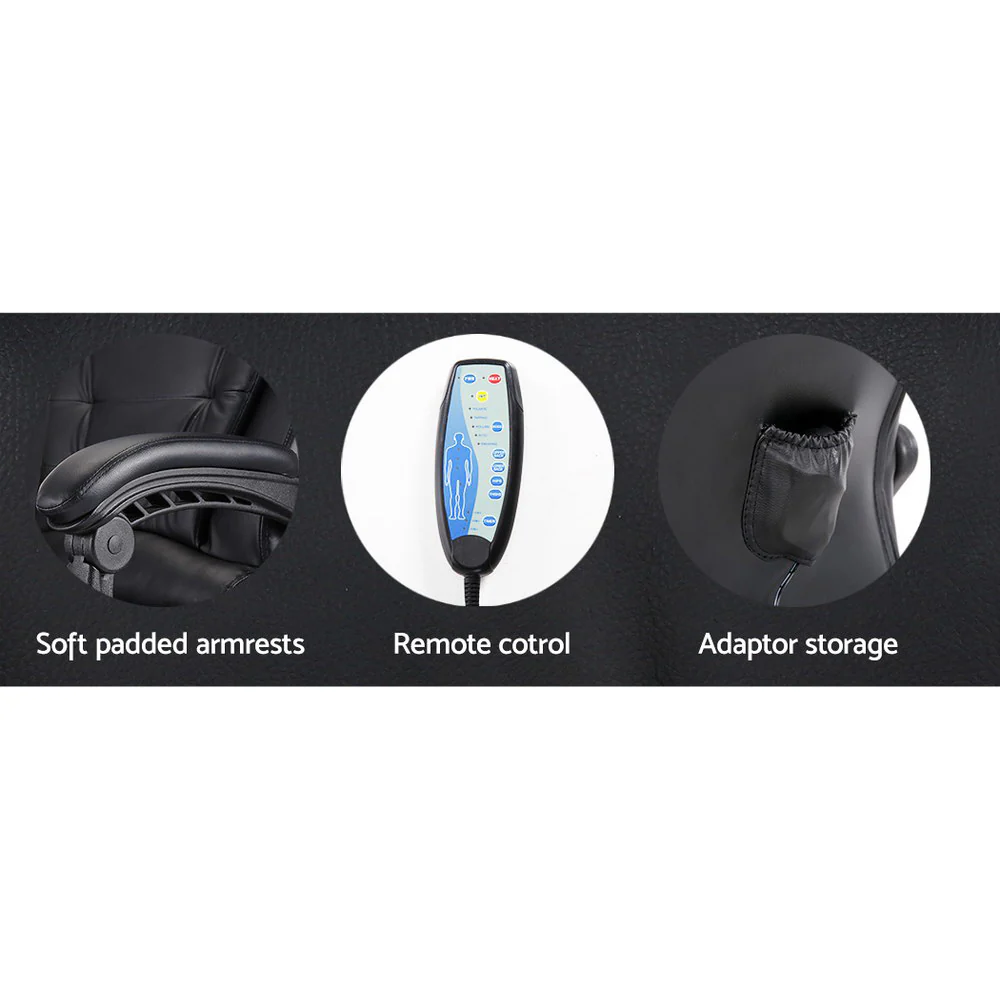 8 Point Massage Office Chair PU Leather Footrest Black - Image 6