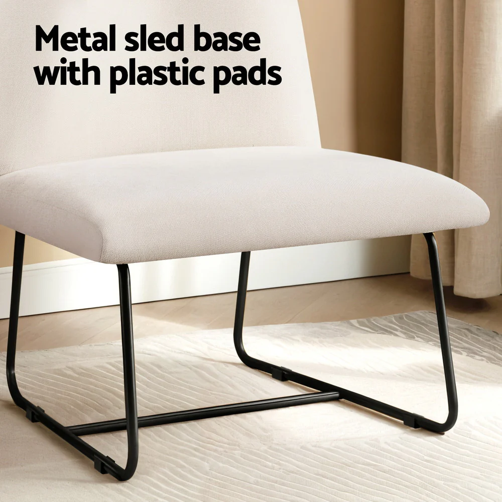 Accent Chair Armless Armchair Sled Cross Leg Beige - Image 6