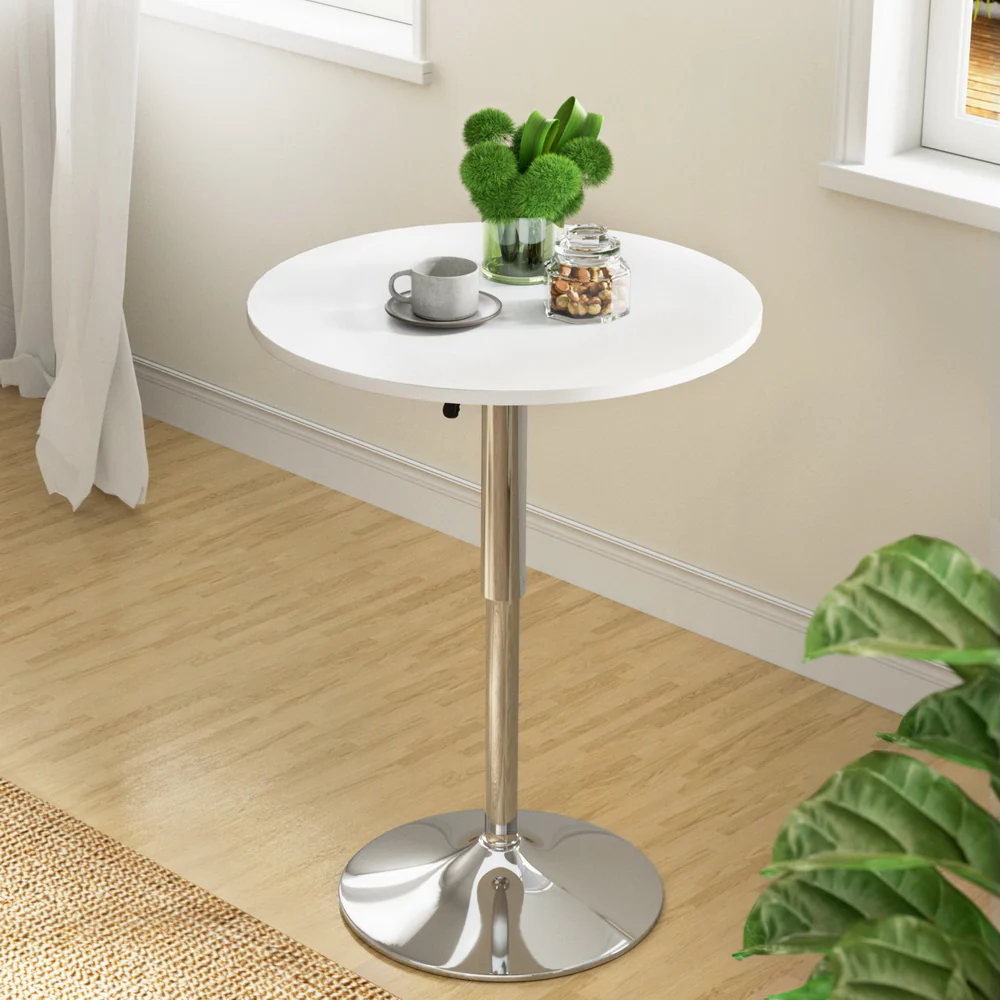 Bar Table Kitchen Tables Swivel Round Metal White - Image 8