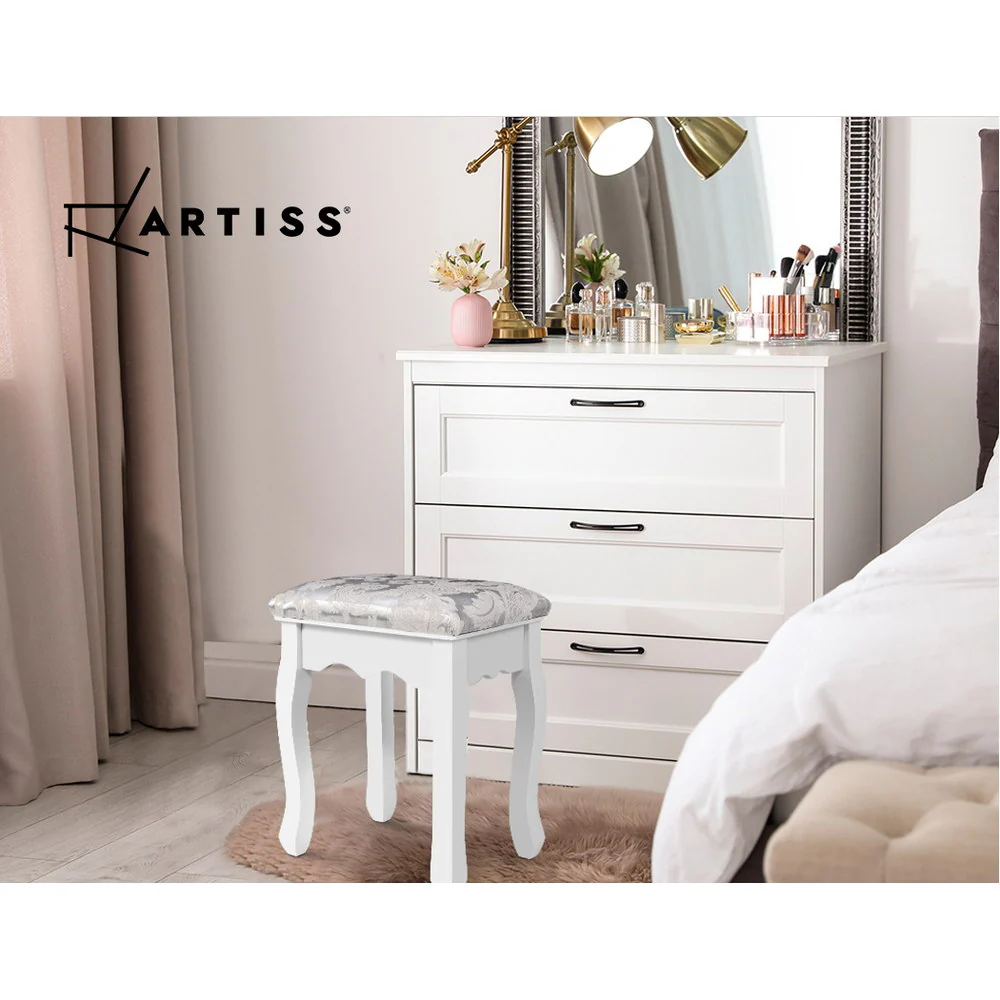 Dressing Table Stool Bedroom White Make Up Chair Fabric Furniture - Image 6