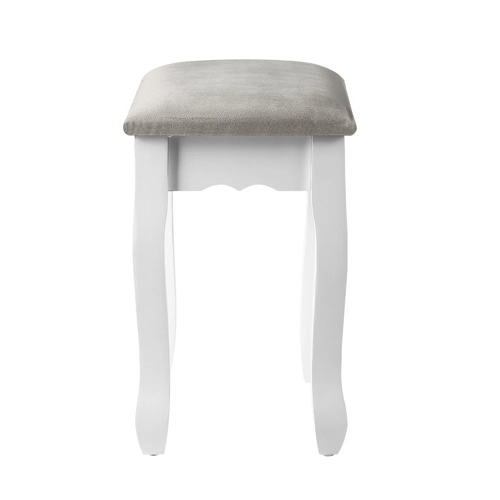 Dressing Table Stool Makeup Chair Bedroom Vanity Velvet Fabric Grey - Image 4
