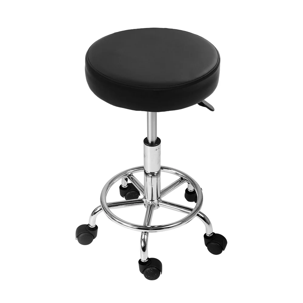 Round Salon Stool Black PU Swivel Barber Hair Dress Chair Hydraulic Lift - Image 3