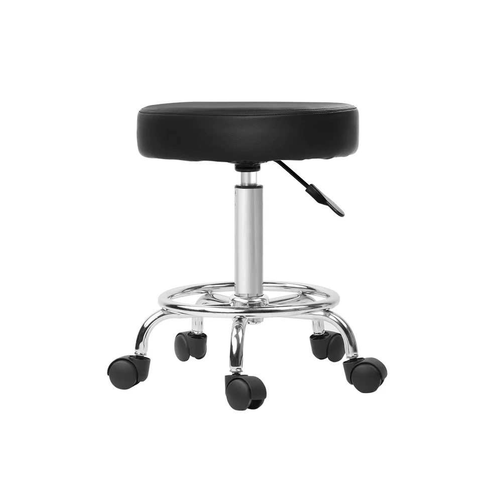 Round Salon Stool Black PU Swivel Barber Hair Dress Chair Hydraulic Lift - Image 4