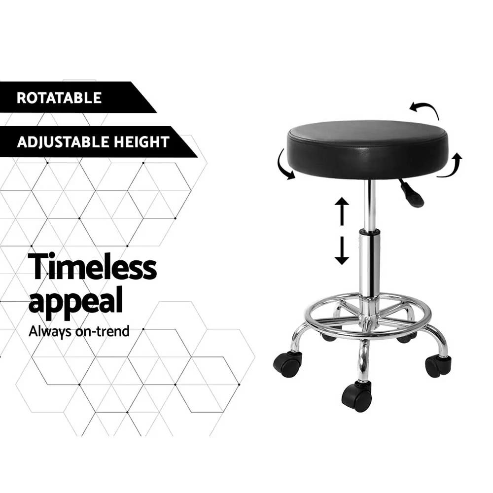 Round Salon Stool Black PU Swivel Barber Hair Dress Chair Hydraulic Lift - Image 5