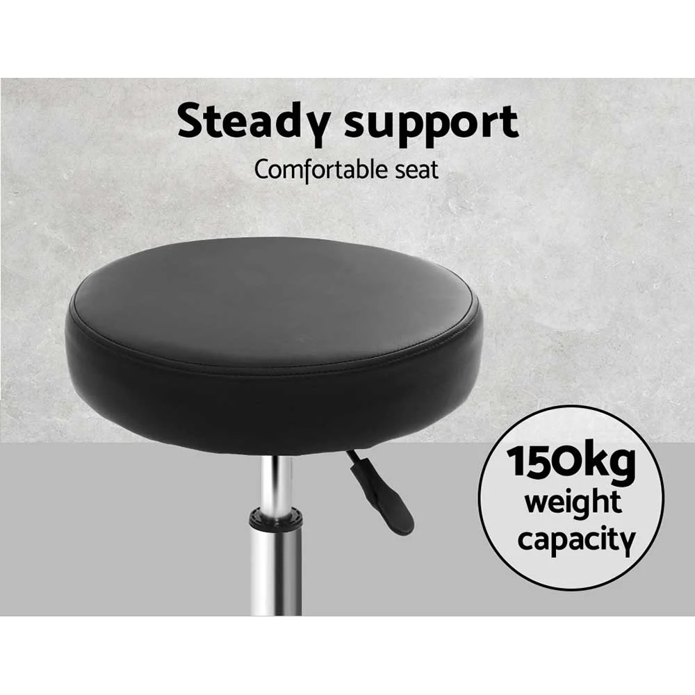 Round Salon Stool Black PU Swivel Barber Hair Dress Chair Hydraulic Lift - Image 6