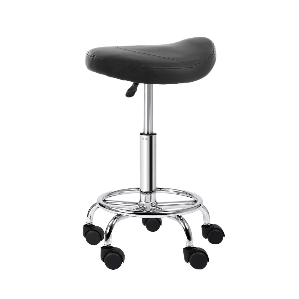 Saddle Salon Stool Black PU Swivel Barber Hair Dress Chair Hydraulic Lift - Image 3