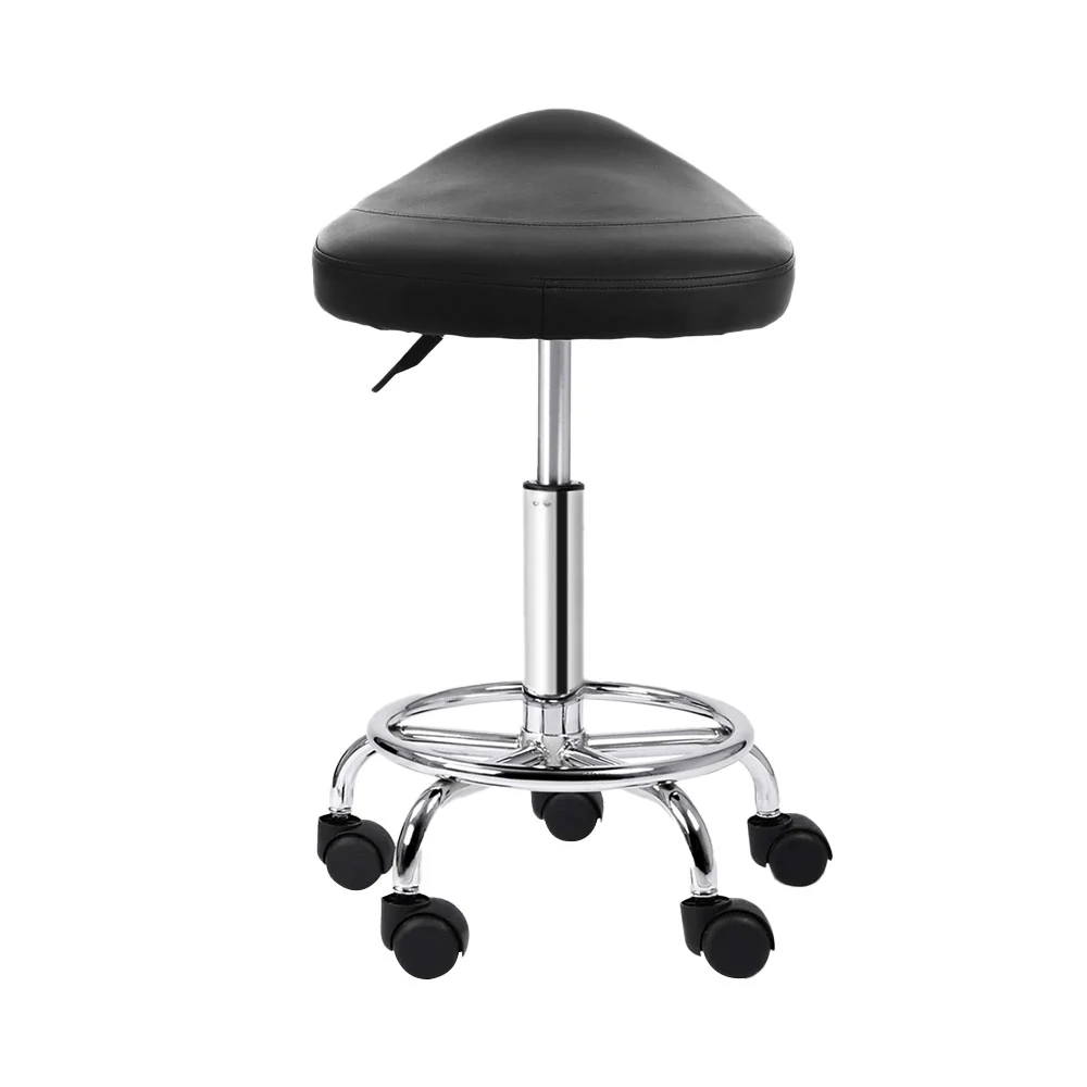 Saddle Salon Stool Black PU Swivel Barber Hair Dress Chair Hydraulic Lift - Image 4