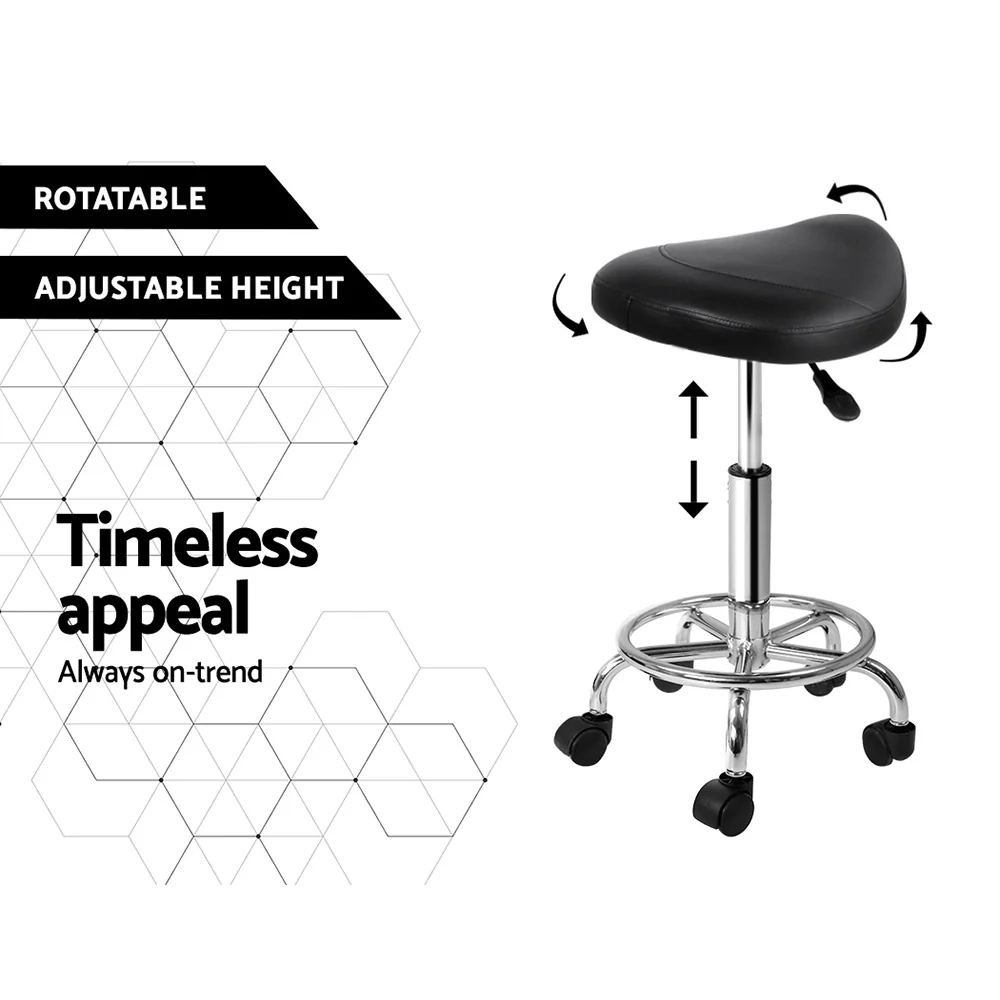 Saddle Salon Stool Black PU Swivel Barber Hair Dress Chair Hydraulic Lift - Image 5