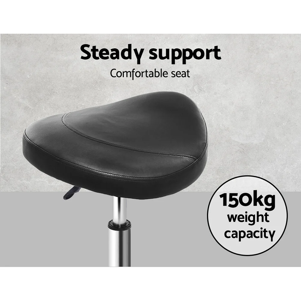Saddle Salon Stool Black PU Swivel Barber Hair Dress Chair Hydraulic Lift - Image 6