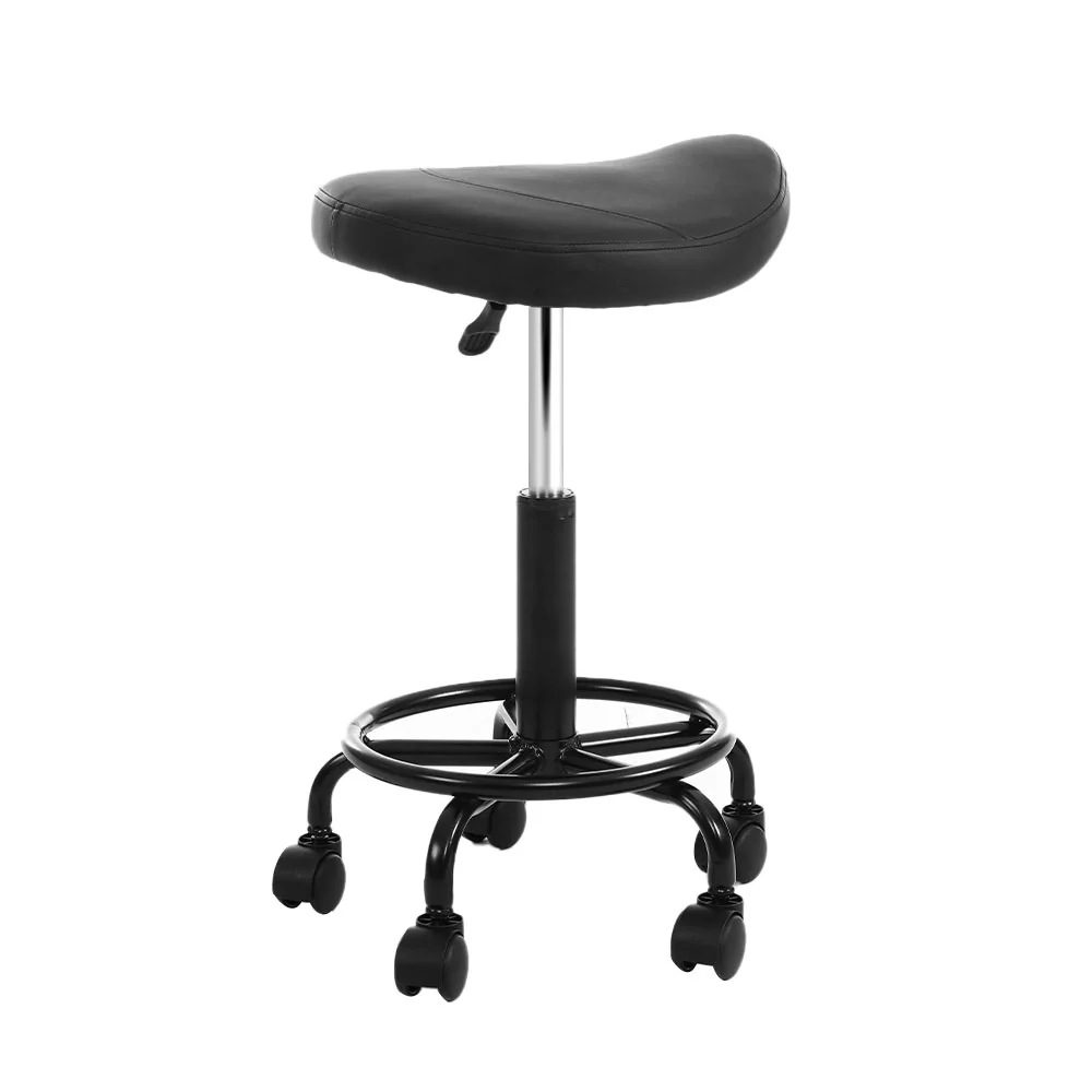 Saddle Stool Salon Chair Black Swivel Beauty Barber Hairdressing Gas Lift - Image 3