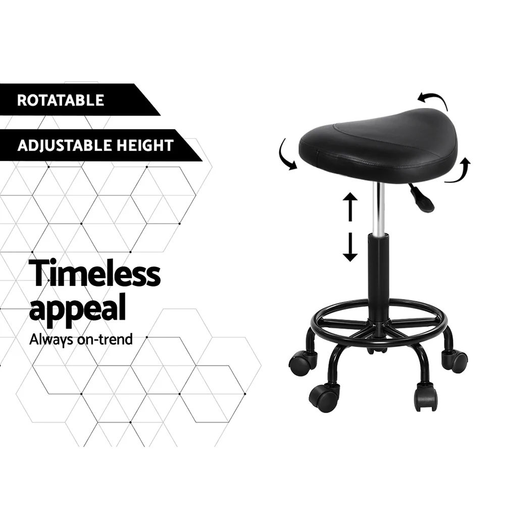 Saddle Stool Salon Chair Black Swivel Beauty Barber Hairdressing Gas Lift - Image 5