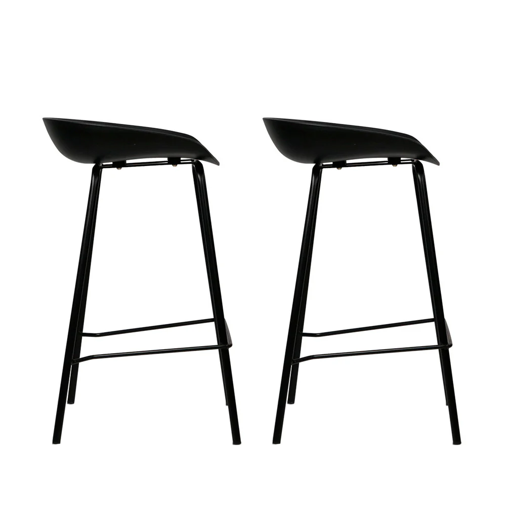 Set of 2 Metal Bar Stools - Black - Image 3