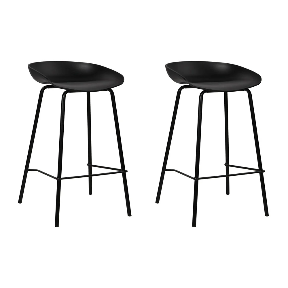 Set of 2 Metal Bar Stools - Black - Image 8