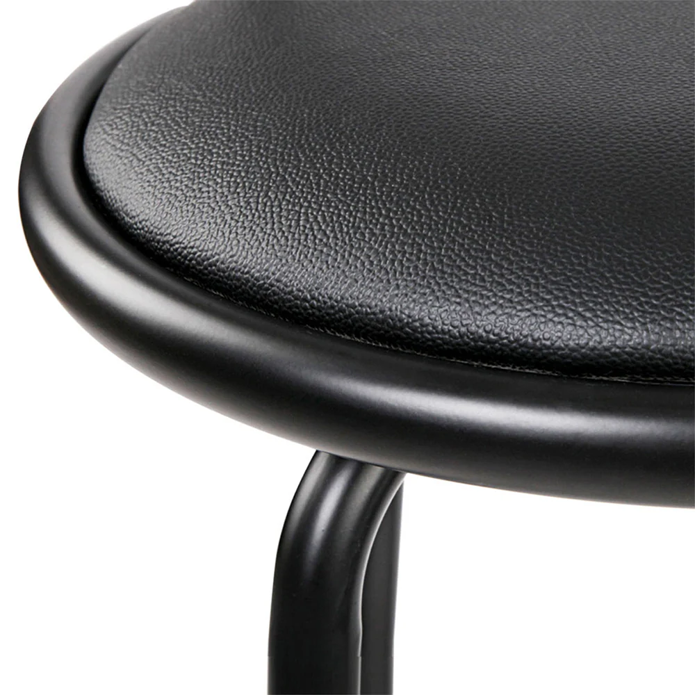 Set of 2 PU Leather Bar Stools - Black and Steel - Image 6