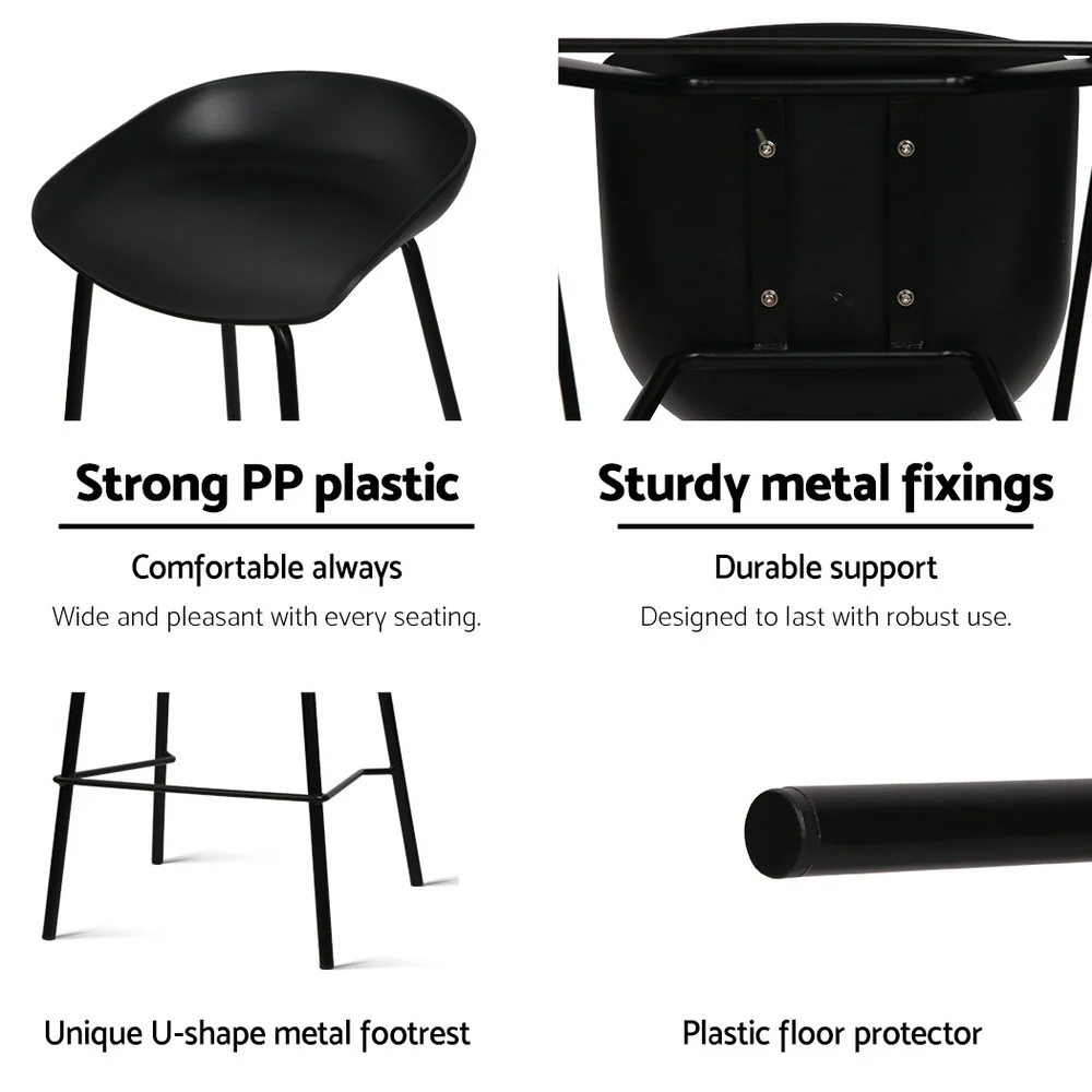 Set of 4 Metal Bar Stools - Black - Image 4