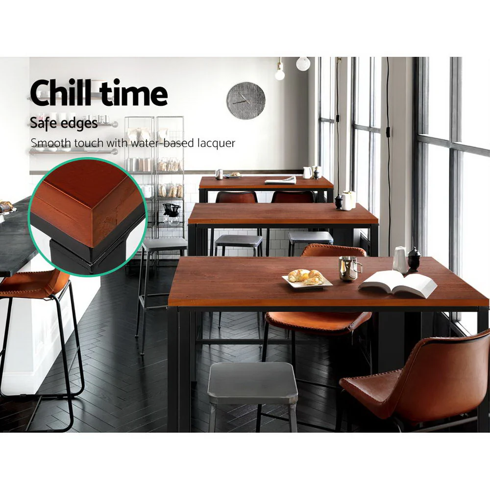 Vintage Bar Table ALEX Retro Pine Wood Metal Frame - Image 4