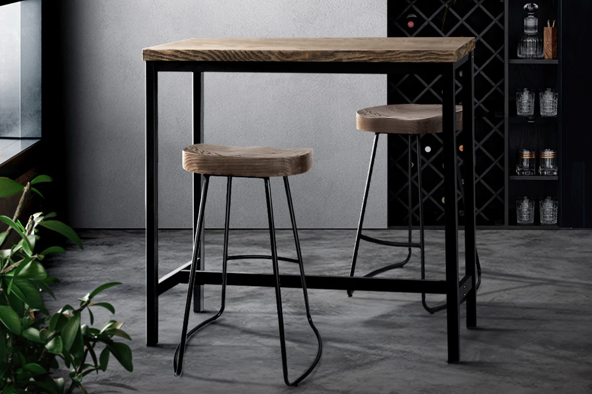 Vintage Industrial High Bar Table for Stool Kitchen Cafe Desk Dark Brown - Image 8