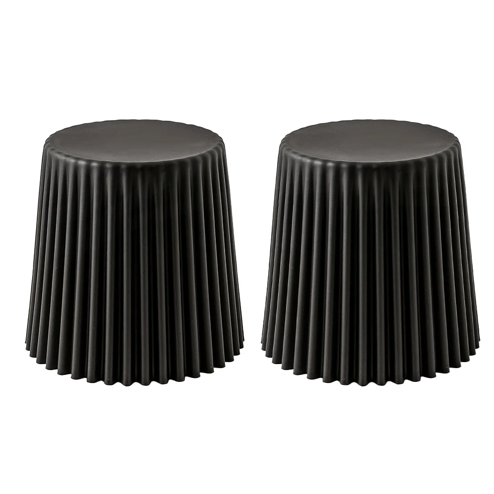 Set of 2 Cupcake Stool Plastic Stacking Bar Stools Dining Chairs Kitchen Black - Image 8