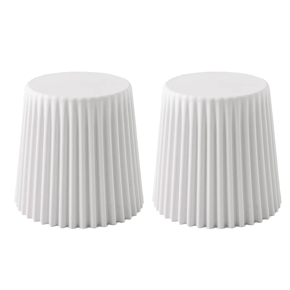 Set of 2 Cupcake Stool Plastic Stacking Bar Stools Dining Chairs Kitchen White - Image 8