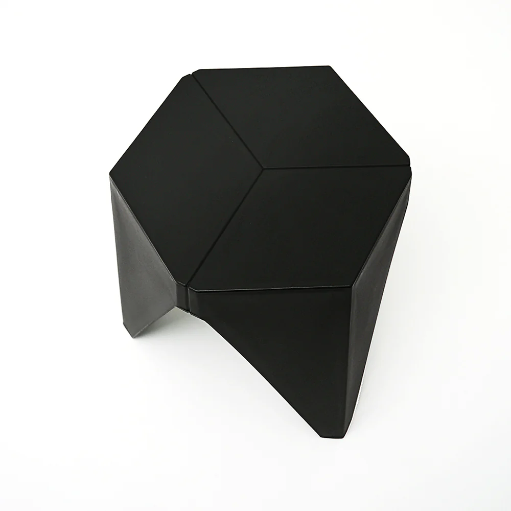 Set of 2 Puzzle Stool Plastic Stacking Bar Stools Dining Chairs Kitchen Black - Image 3