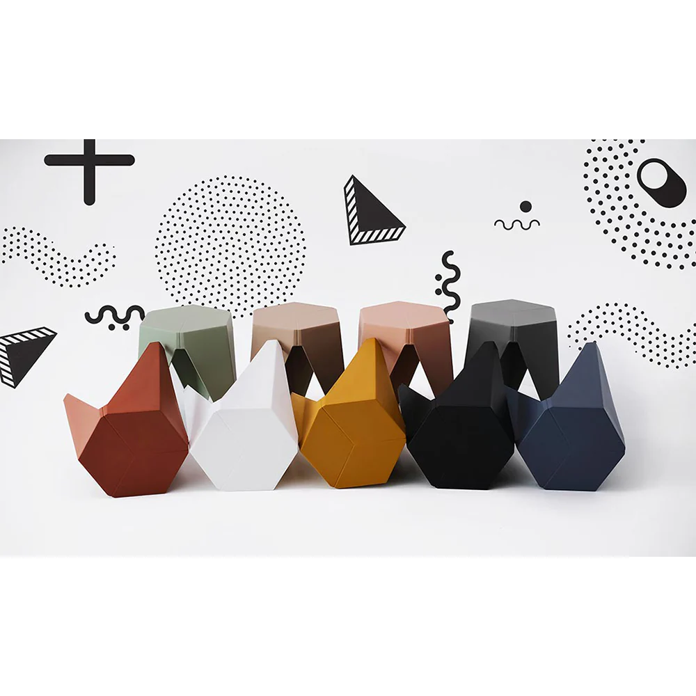 Set of 2 Puzzle Stool Plastic Stacking Bar Stools Dining Chairs Kitchen Black - Image 6