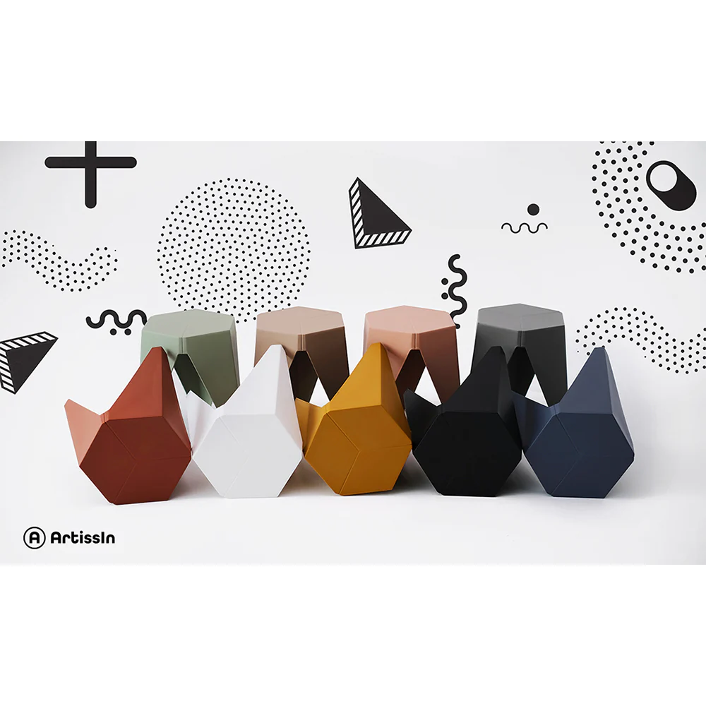 Set of 2 Puzzle Stool Plastic Stacking Bar Stools Dining Chairs Kitchen Black - Image 7