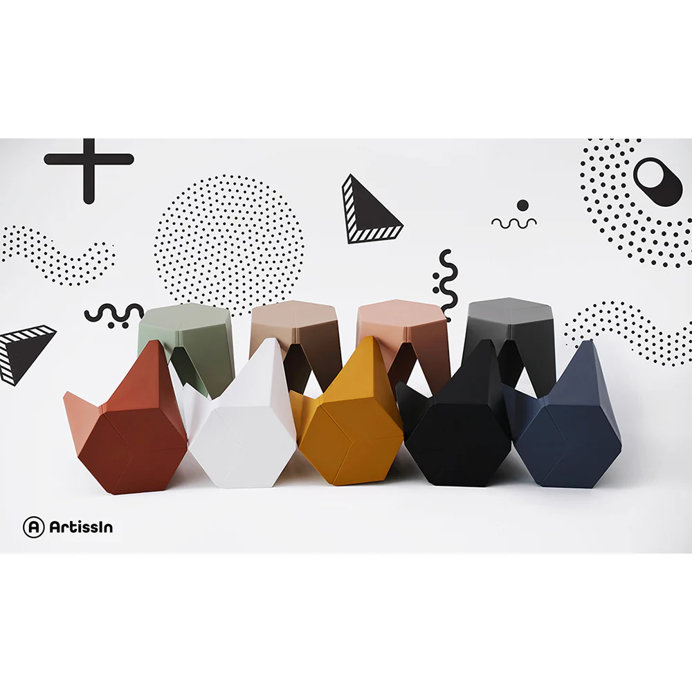 Set of 2 Puzzle Stool Plastic Stacking Bar Stools Dining Chairs Kitchen White - Image 7