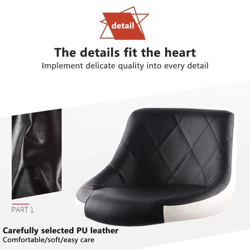 Bar Stools Kitchen Bar Stool Leather Barstools Swivel Gas Lift Counter Chairs x2 BS8403 Black - Image 3