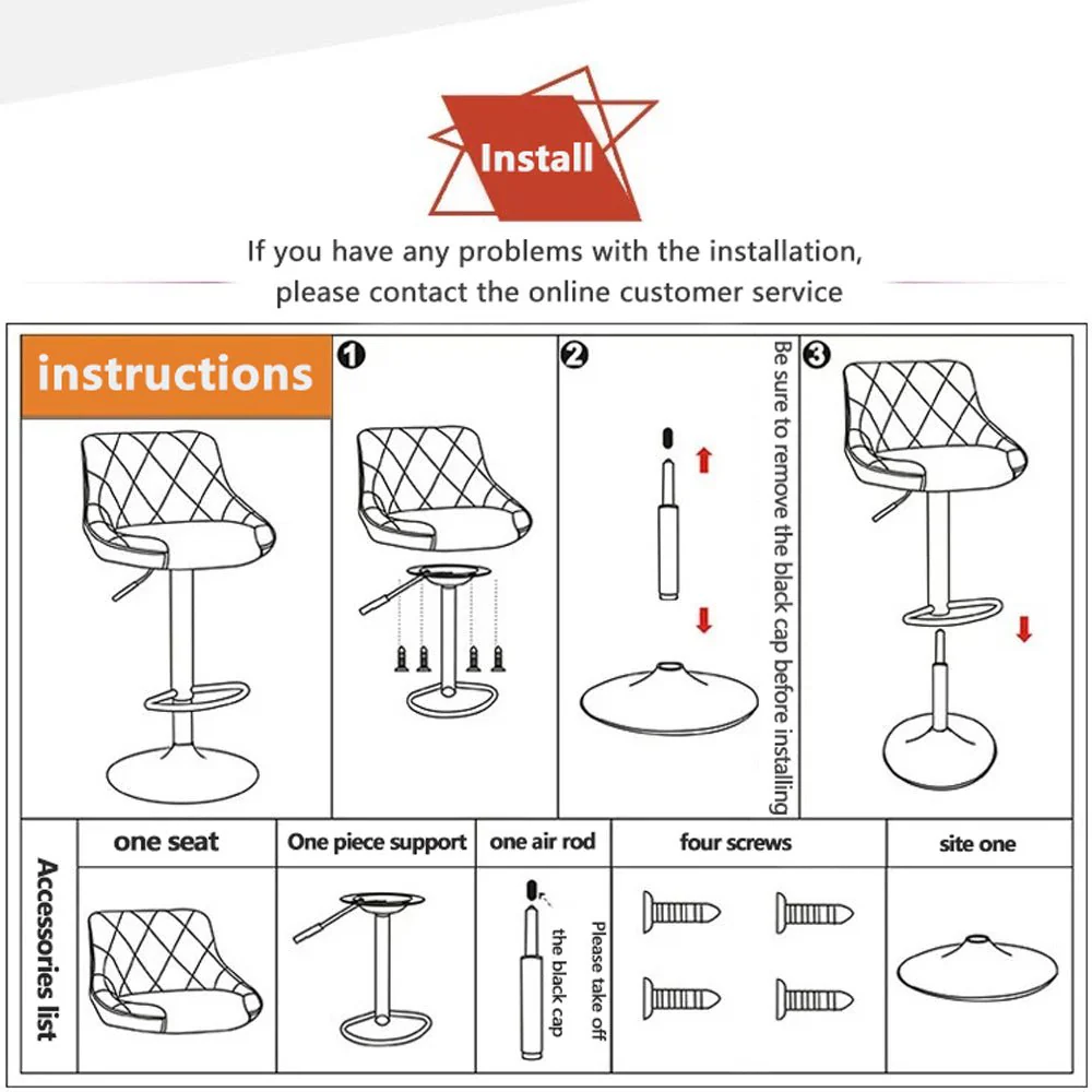 Bar Stools Kitchen Bar Stool Leather Barstools Swivel Gas Lift Counter Chairs x2 BS8403 Black - Image 7
