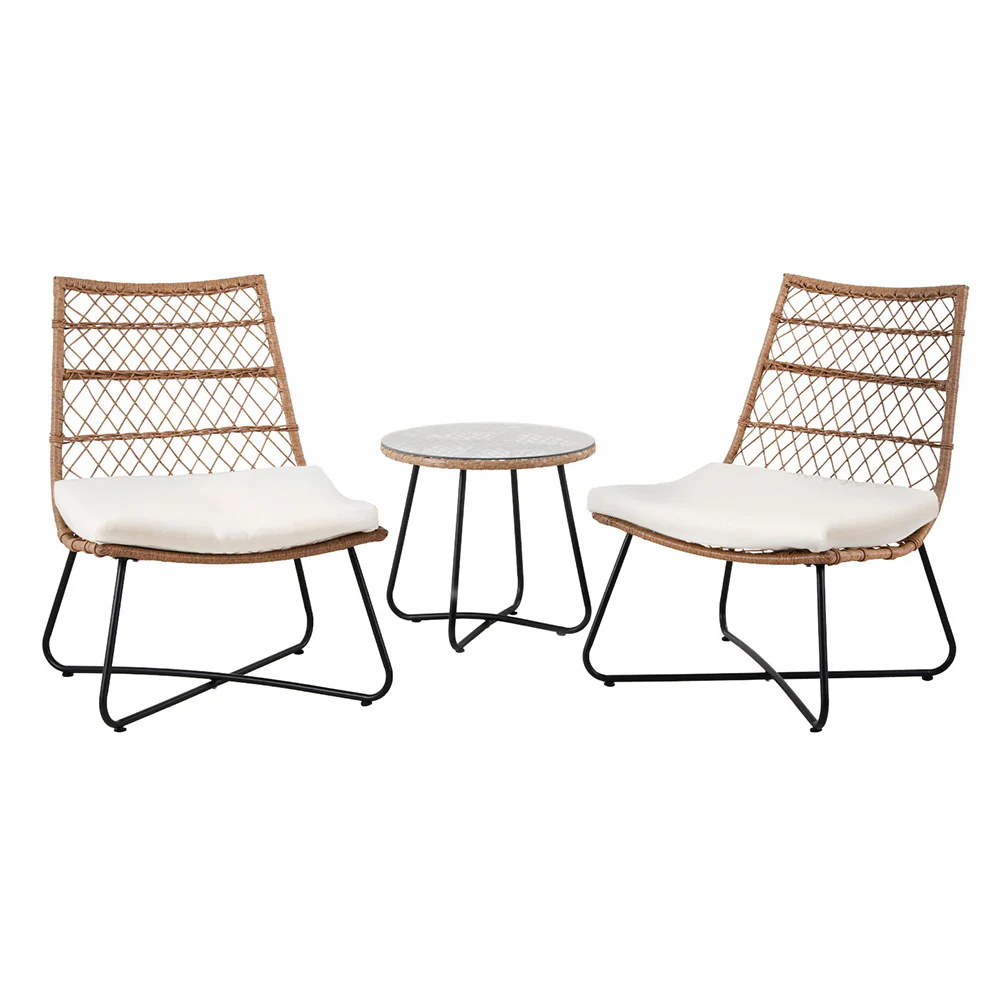 Belmont 3 Piece Outdoor Bistro Set - Brown - Image 3