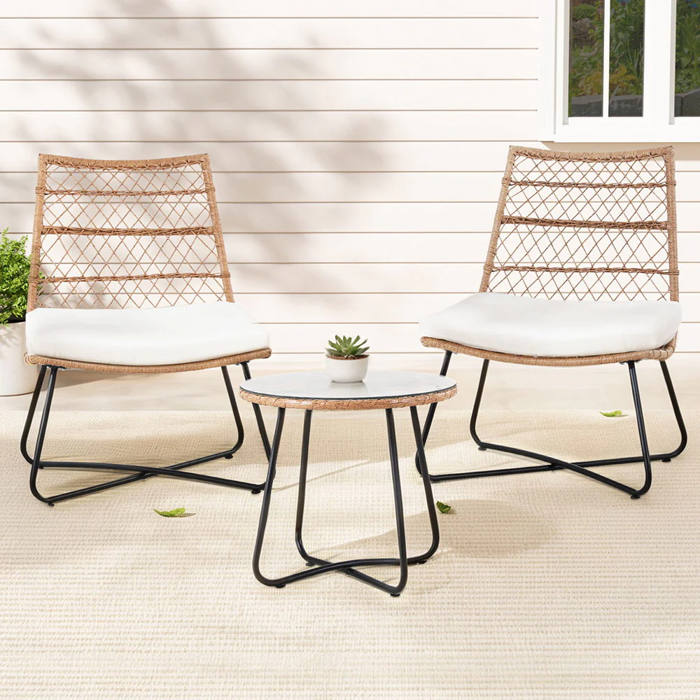 Belmont 3 Piece Outdoor Bistro Set - Brown - Image 7