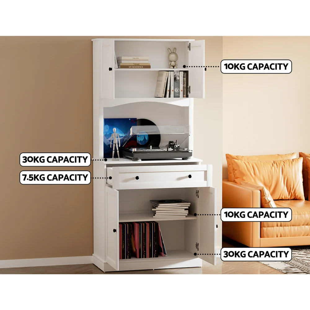 Buffet Sideboard Cabinet Cupboard Pantry Storage Shelves Hutch White - Image 7