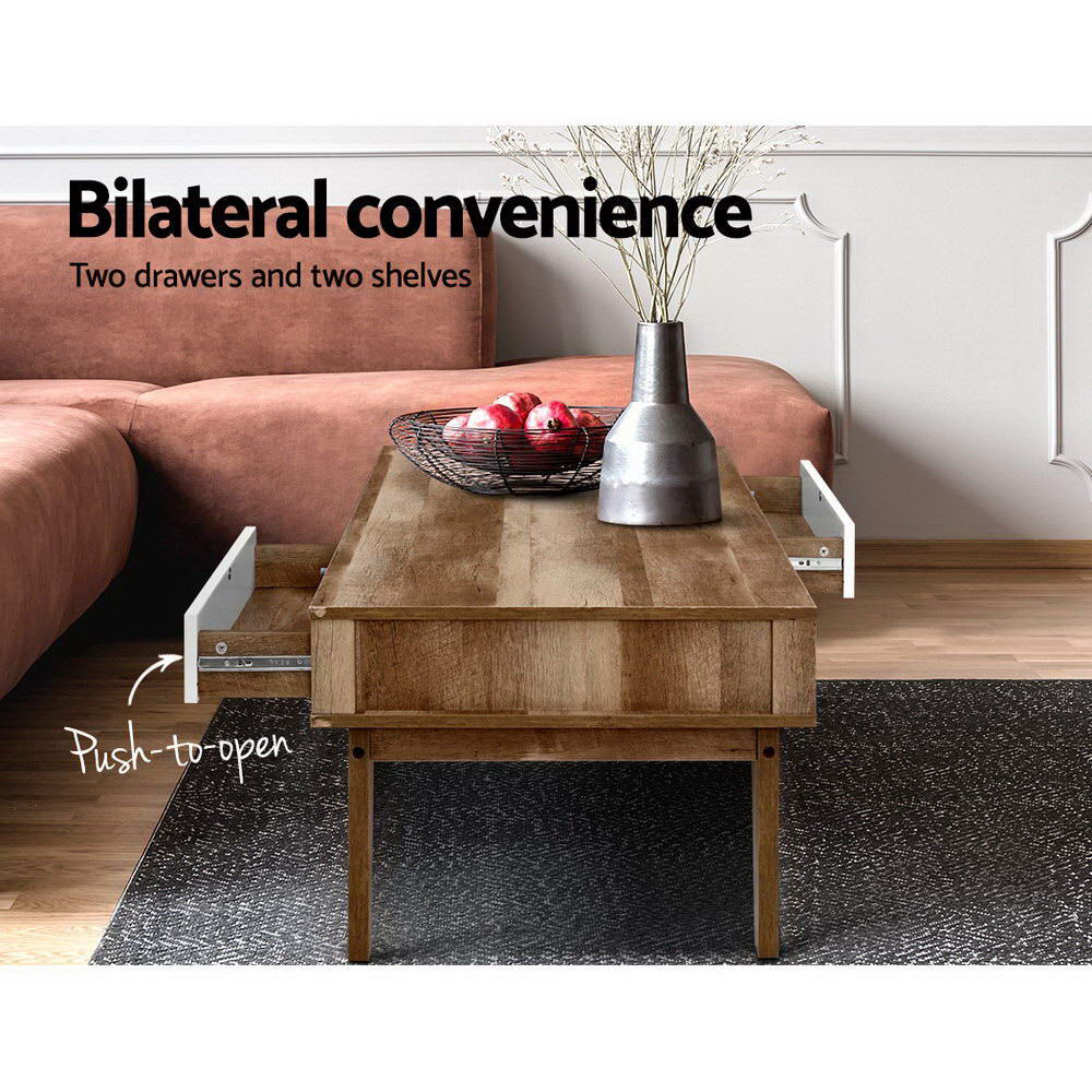 Coffee Table 2 Drawers Walnut Serena - Image 4