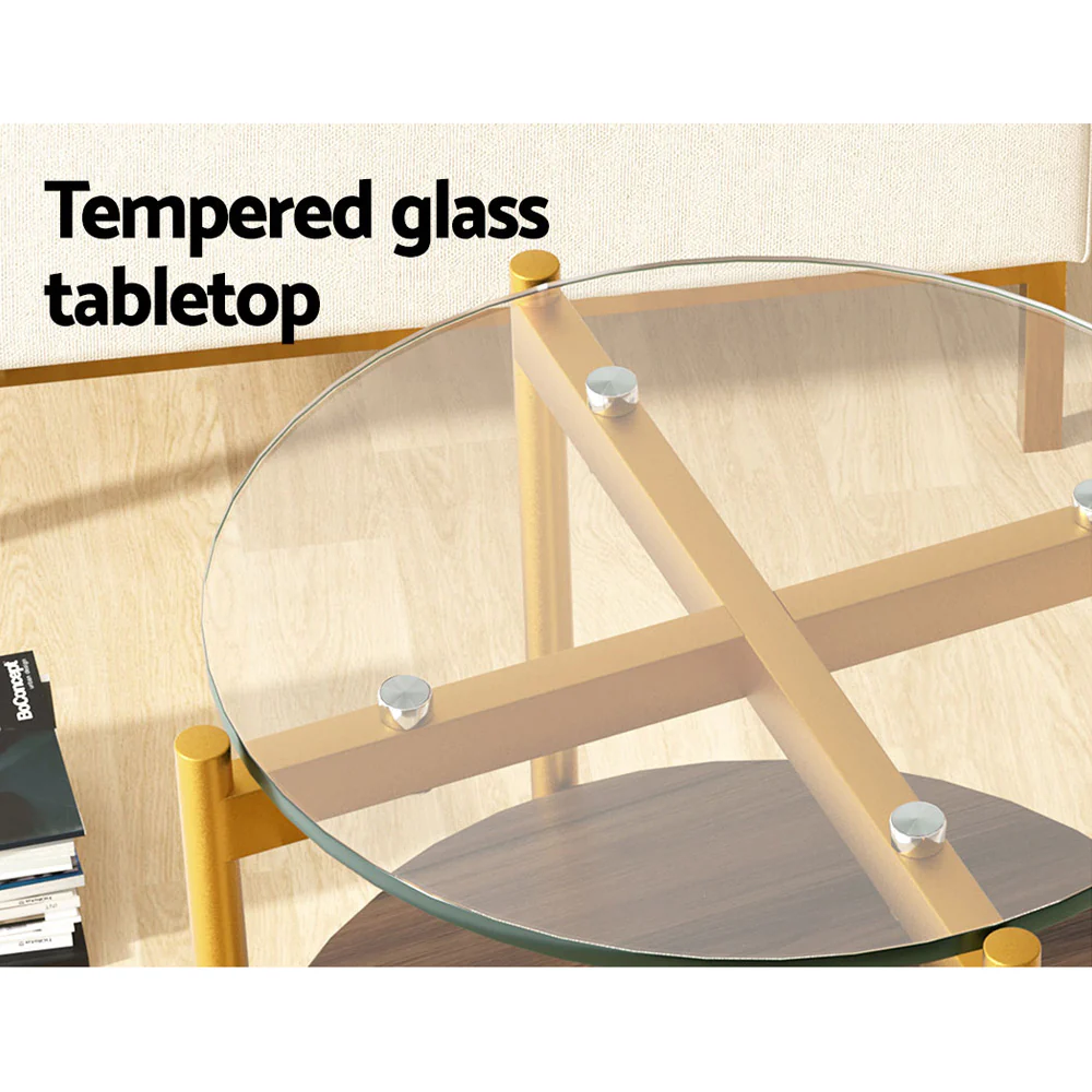 Coffee Table 45CM Round Tempered Glass Carol - Image 5