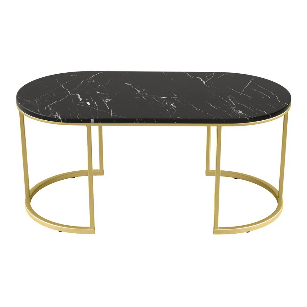 Coffee Table Marble Effect Black - Image 3