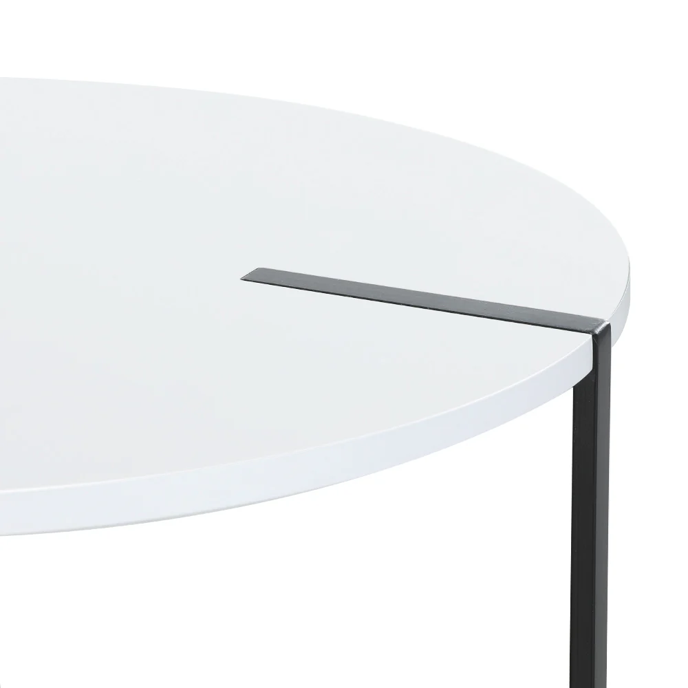 Coffee Table Side Table Round White Cedric - Image 3