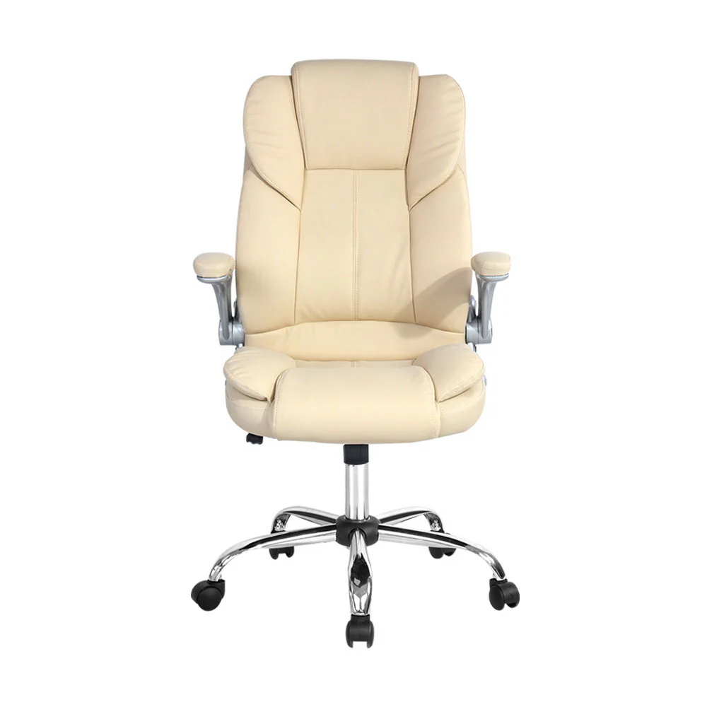 Executive Office Chair Leather Tilt Beige - Image 3