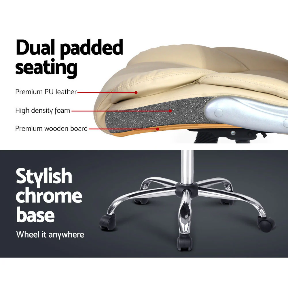 Executive Office Chair Leather Tilt Beige - Image 6