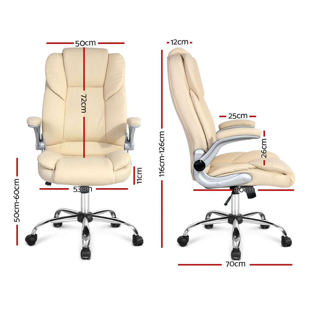 Executive Office Chair Leather Tilt Beige - Image 7