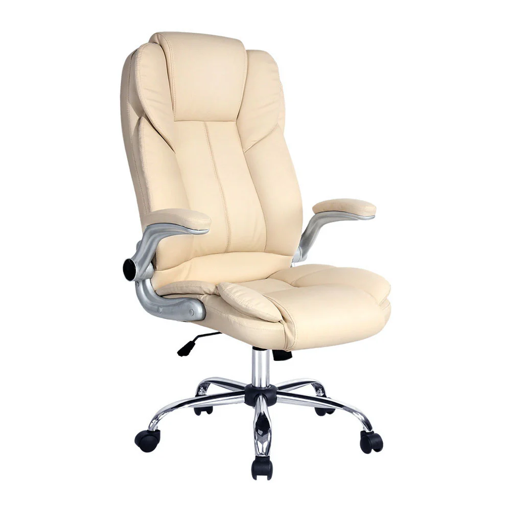 Executive Office Chair Leather Tilt Beige - Image 8