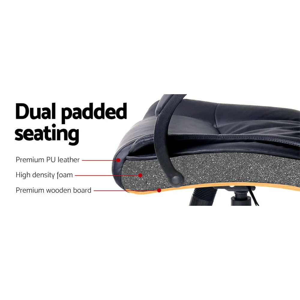 Executive Office Chair Leather Tilt Black - Image 6