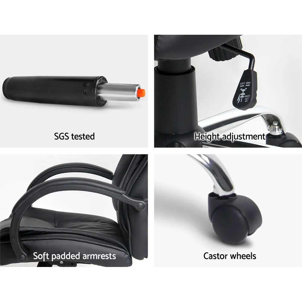 Executive Office Chair Leather Tilt Black - Image 7